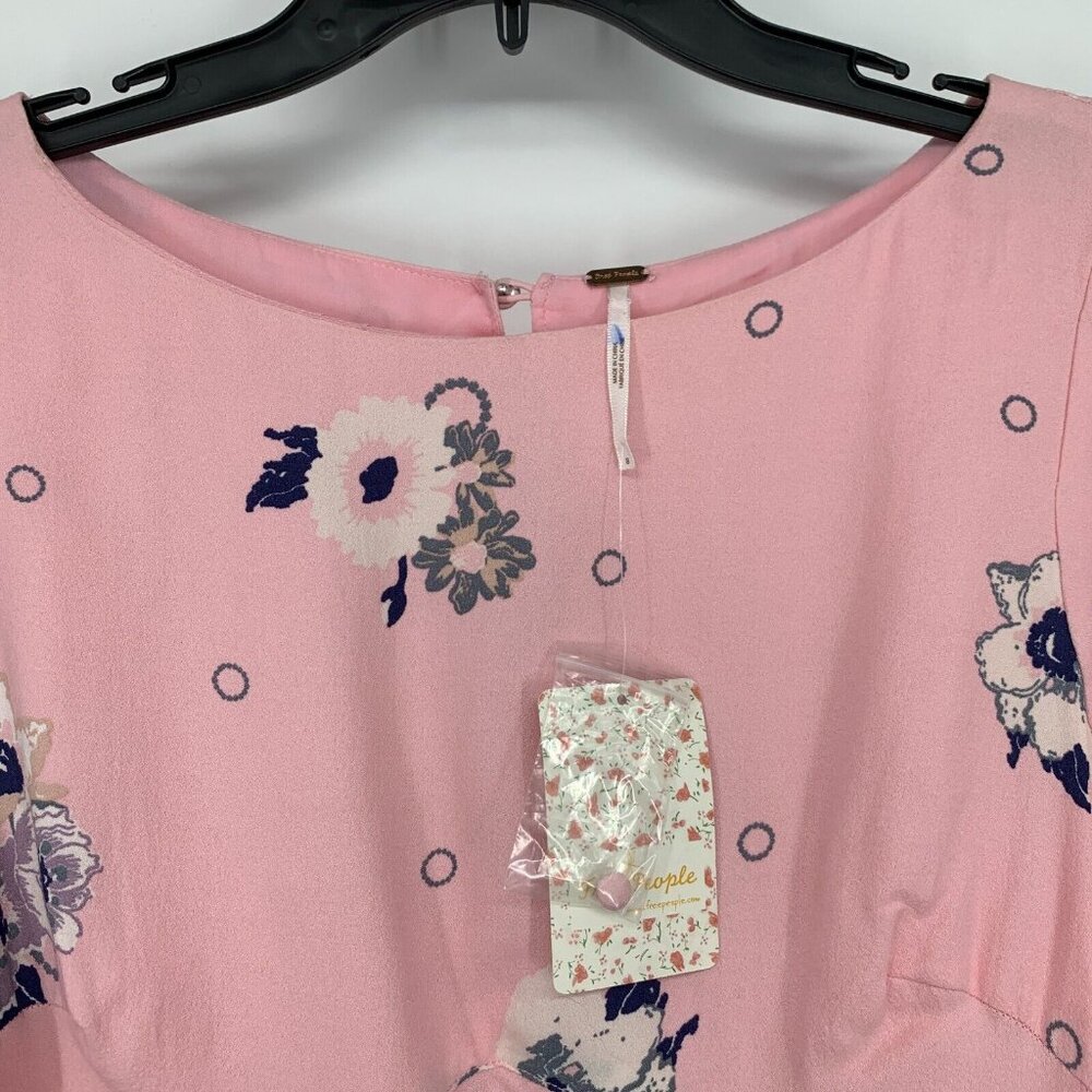 Free People Dress Sunshadows Mini Pink Floral Long Sleeve NWT - Picture 5 of 16